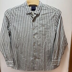 Tommy Bahama Shirt Mens Size XLX Button Up Cotton Silk Long Sleeve Striped Thick